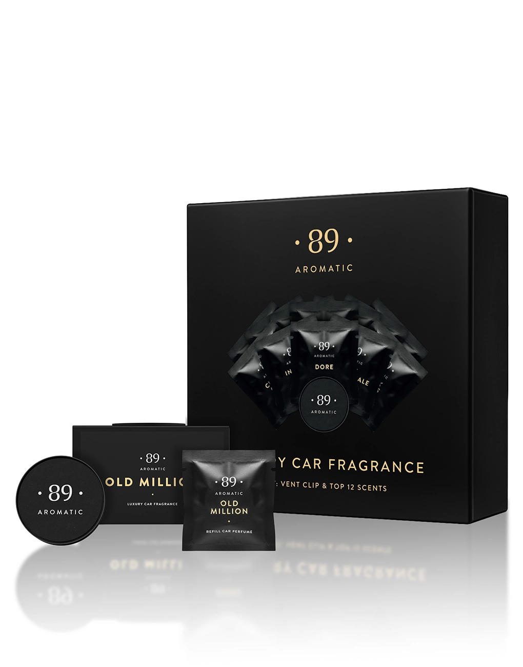 Odorizante auto - Set cadou auto Aromatic 89: odorizant cu clemă pentru ventilație și 12 capsule TOP arome