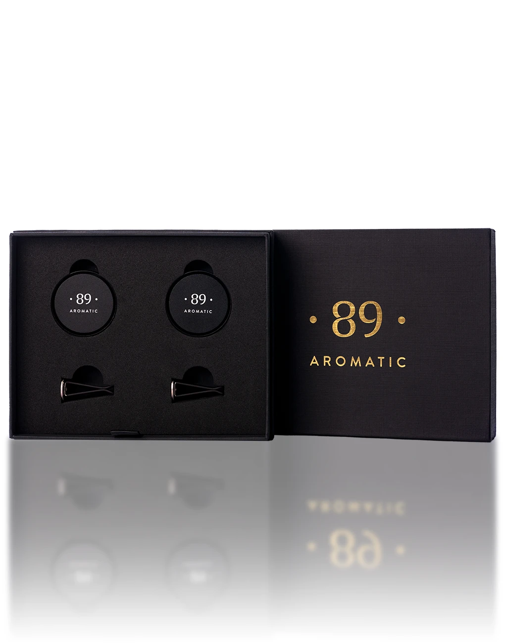 Odorizante auto - Set 2 odorizante auto Aromatic 89 cu clemă pentru ventilație, suport metalic reutilizabil, 20 de arome