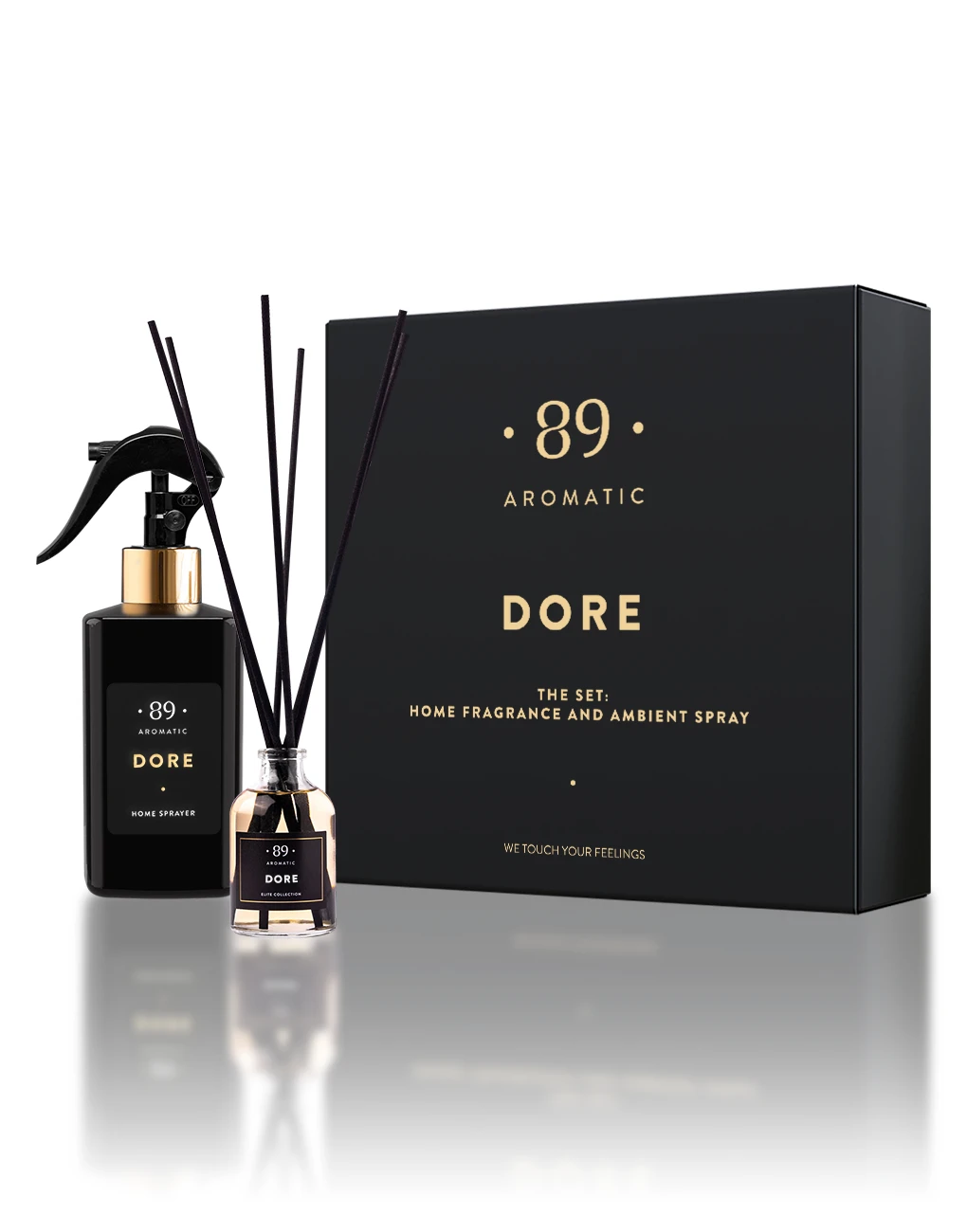 Seturi cadou - Set cadou Aromatic 89: difuzor cu bețișoare 50 ml și spray de cameră 300 ml, 10 arome